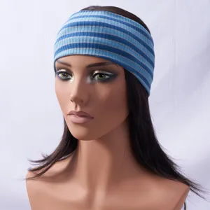 Gestreiftes gestricktes Sportstirnband elastisches breites Yoga-Haarband Mode Zubehör