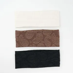Stylish paisley knit headband set, wide elastic winter hair accessories for women.