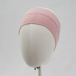 Bandeau de yoga élastique rose uni, accessoire de cheveux extensible doux pour sport.