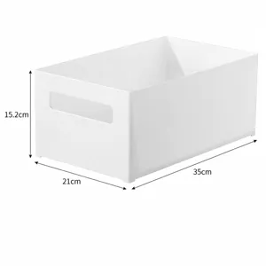 Extra large white plastic storage box with handle dimensions 35x21x15.2cm for pantry