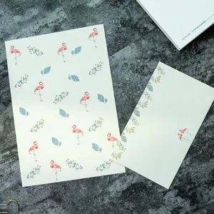 Set de papelería flamenco estilo INS con papel de cartas y sobres para notas creativas.