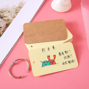Tarjetas de notas vacias DIY, fichas de papel kraft con anillo metalico para estudio y dibujos.