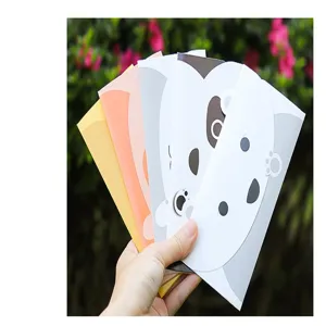 Hermoso conjunto de tarjetas de felicitación de animales animados, detalle de tarjetas.