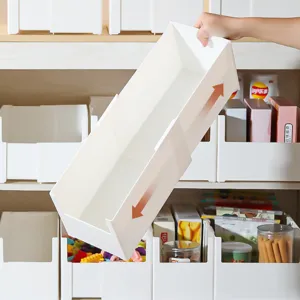 Boîte de Rangement Extensible en Plastique Style Japonais Blanc Organisateur de Tiroir de Bureau Cuisine Cabinet Panier à Provisions