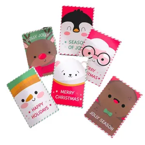 Juego de 24 tarjetas de felicitación navideñas con animales de dibujos animados y sobres.
