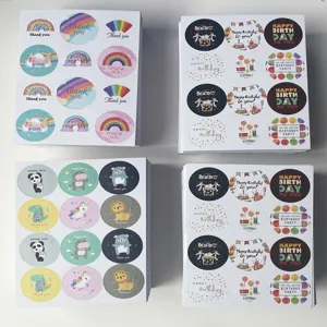 Juego de hojas de pegatinas redondas, etiquetas coloridas para sobres y manualidades.