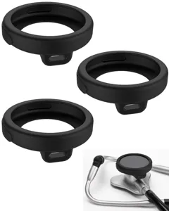 Black silicone protective case cover for digital stethoscope, flexible rubber accessory sleeve.