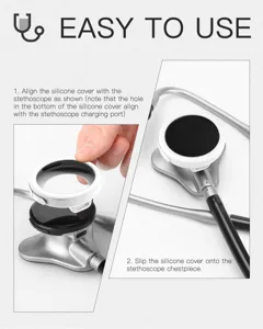 Silicone protective cover installation detail and step guide for digital stethoscope case