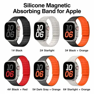 Silicone magnetic dot watch band replacement strap with multiple color options for smart watch.