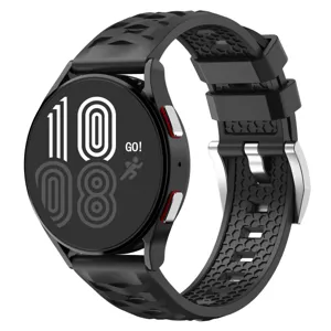 Black silicone watch strap with tire texture, compatible with smartwatches, detail view.
