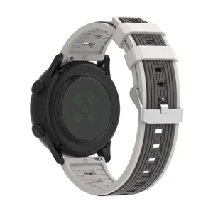Universal 22mm two-tone silicone watch strap replacement band with metal buckle detail.