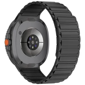 Black magnetic silicone watch strap replacement compatible with Samsung Galaxy Watch 8.