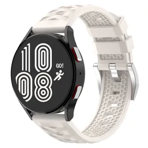 Replacement silicone watch strap with tire texture compatible with smartwatches, white band.
