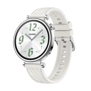 Replacement silicone watch strap compatible with Huawei smartwatch, 18mm white band.