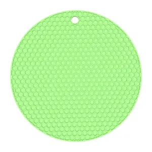 Set de table rond en silicone alvéolé antidérapant résistant à la chaleur couleur vert