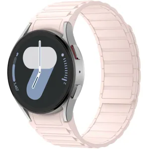 Pink magnetic silicone watch strap compatible with Samsung Galaxy Watch series, stylish and secure.