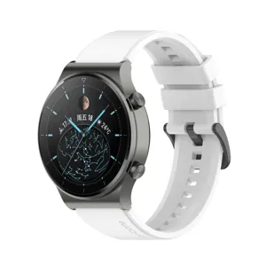 Replacement white silicone watch strap compatible with smart watch models, comfortable and durable.