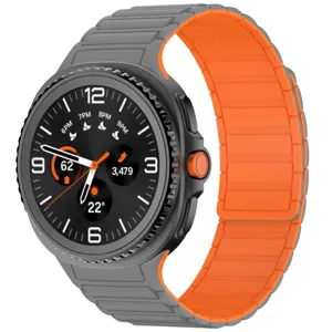 Silicone magnetic watch band replacement for Samsung Galaxy Watch 8 Classic, detail view.