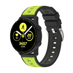 Silicone replacement watch band with dual-color vertical stripes for smartwatches, comfortable.