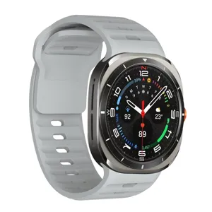 Replacement silicone watch band and rugged case compatible for smartwatches, grey strap.