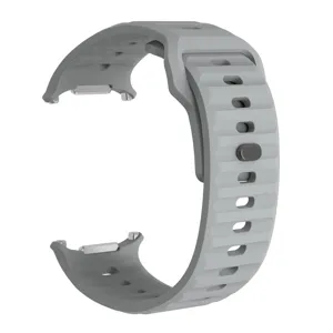 Grey silicone replacement watch strap compatible with rugged smartwatches, detailed view.