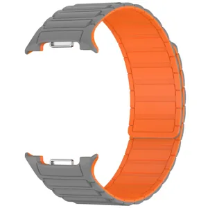 Silicone magnetic watch band replacement strap with dual-color design for smartwatches