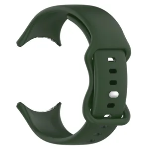 Dark green silicone replacement watch strap detail shot, flexible and durable daily wear accessory.
