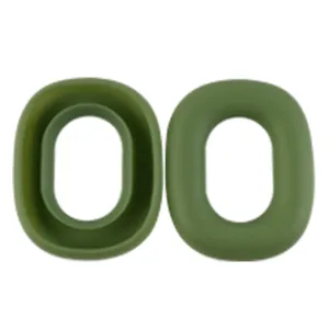 Silicone ear cushion cover for AirPods Max protective case, military green, anti-scratch.