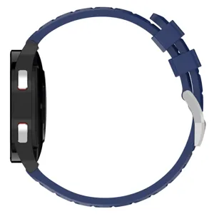 Durable silicone watch strap with tire texture, compatible with various smartwatches, dark blue.
