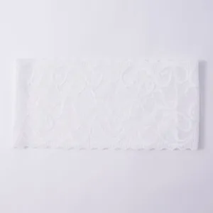 White lace headband with paisley floral pattern and wave edge, elastic hair accessory for women
