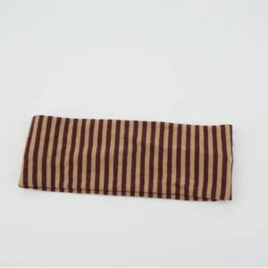 Retro striped knitted headband for women, thick elastic wide hair band for yoga sports.