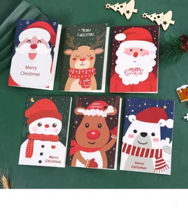Weihnachtskarten Set klappbare Grußkarten mit süßen Weihnachtsmann Schneemann Rentier Motiven