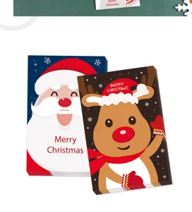 Weihnachtsgrußkarten Set mit niedlichem Weihnachtsmann und Rentier Design für Feiertage.