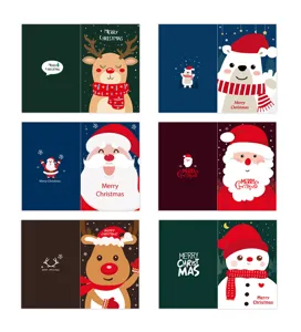 Weihnachtskarten Set, süße Weihnachtsmann Rentier Eisbär Klappkarte für neues Jahr.