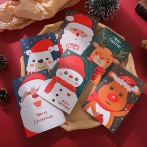 Weihnachtsgrußkarten Faltbare Feiertagskarten Mit Umschlägen Süßer Cartoon Weihnachtsmann Schneemann Design Partygeschenke