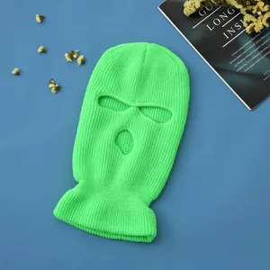 Passamontagna in maglia verde neon maschera da sci protezione viso per ciclismo all'aperto.