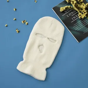 Passamontagna lavorato a maglia bianco maschera da sci inverno caldo antivento viso.