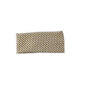 Retro brown white checkered elastic headband for women, fashionable daily hair accessories.