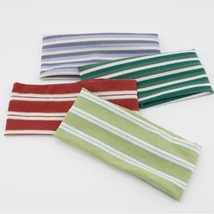 Sporty striped elastic knit headband for women fitness yoga hair accessories comfortable stretch band