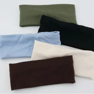 Women Elastic Wide Thickened Headband Solid Color Casual Sports Hair Band