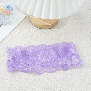 Violettes elastisches Spitzen Stirnband blumiges Haaraccessoire elegante Damen schick neu.