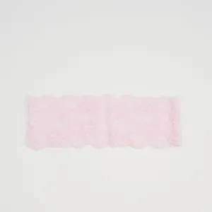 Pink elastic lace headband for women, floral hollow out hair accessory, elegant soft hair band.