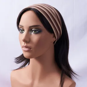 Striped knitted headband for sports and yoga, wide elastic hair band for men and women.