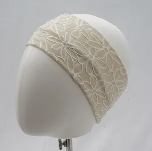 Bandeau de sport en dentelle florale beige élastique yoga accessoires pour cheveux
