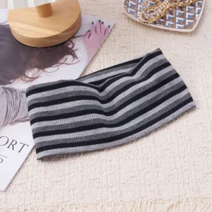 Striped Knitted Wide Headband Elastic Sports Hair Band for Men and Women Yoga Fitness Accessories