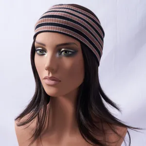 Elastisches Strick-Stirnband mit Streifen, breites Vintage-Haarband für Yoga und Sport.