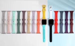 Siliconen slanke horlogebandjes compatibel met Apple Watch, zachte vervangende band kleurrijk