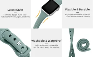 Siliconen horlogeband compatibel met Apple Watch, slank ontwerp, flexibel, duurzaam, waterdicht.