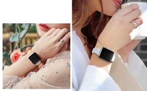 Minimalistische slanke zachte siliconen horlogeband compatible met Apple Watch effen kleur