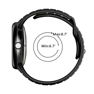 Silicone replacement watch band compatible with Google Pixel Watch 3, sport strap, detail view.